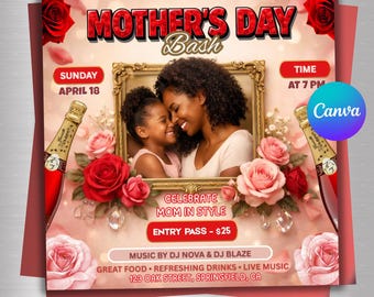 Bokningsflyer för mors dag, flygblad för bokning tillgänglig i maj, specialbokningar för mors dag, fransar för mors dag, peruk i maj, naglar i maj, redigerbar canvas