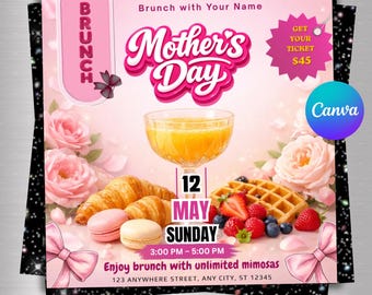 Specialflyer för mors dag-naglar, specialflyer för naglar, specialflyer för mors dag, flyer för nagelteknik, flyer för specialerbjudanden på naglar, redigerbar Canva