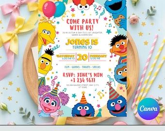 Sesamgatans födelsedagsinbjudan: Abby Cadabby, redigerbar mall (digital nedladdning)