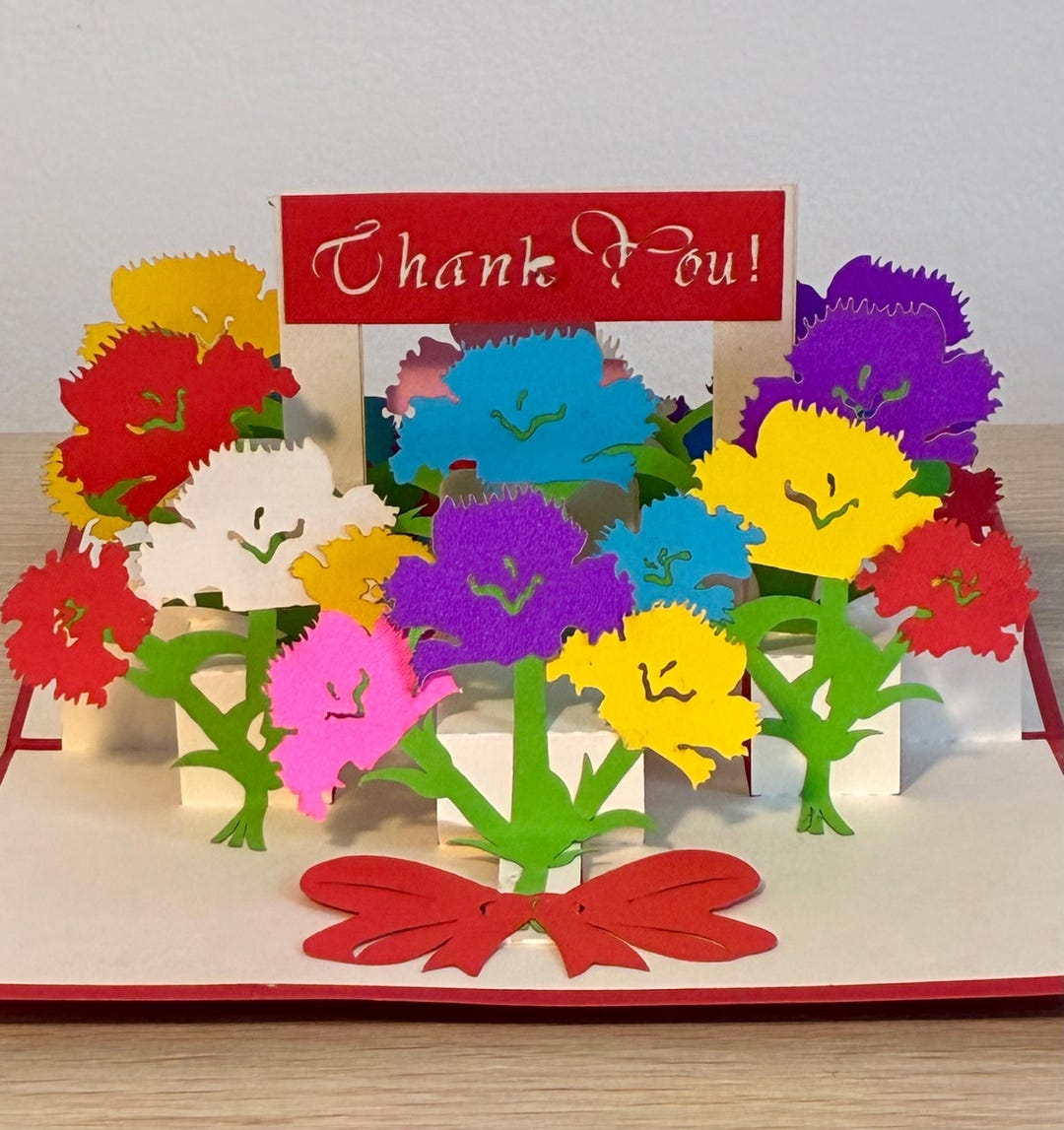 Bouquet of Flowers Pop-up Thank You Card - Blank - Etsy