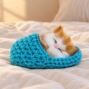 Sleeping Cat Plush - Mini Cat Ornament, Cozy Desk & Shelf Decor