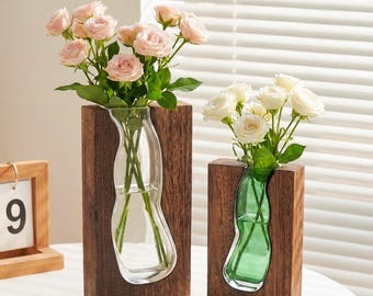 Moederdag gepersonaliseerde gegraveerde houten vaas, aangepaste artistieke bloemenvaas, geboortebloem moedercadeaus, attent cadeau voor haar, vrouw, vintage decor