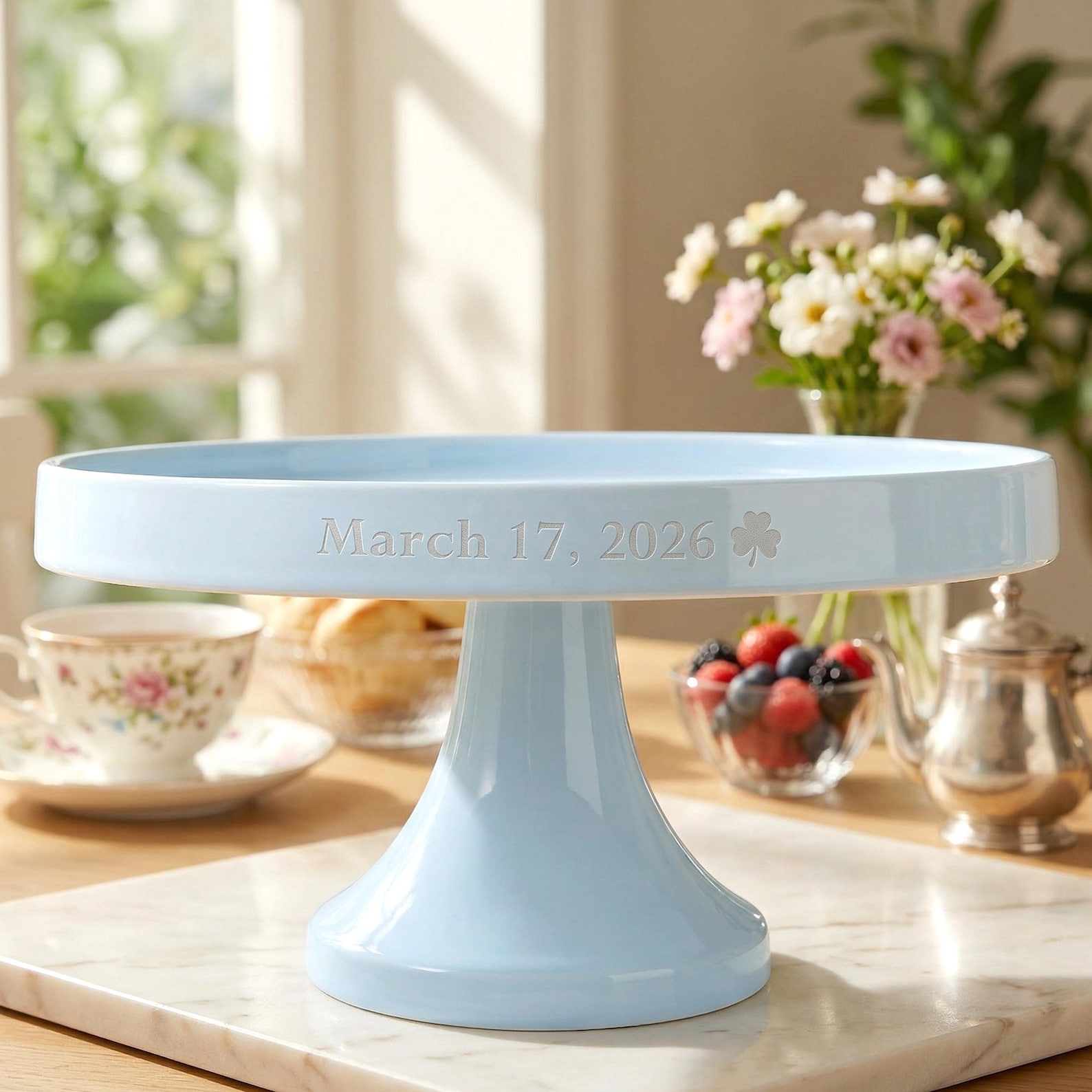 Coustimized, Cake Stand, Round Cake Stand, Wedding Cake Stand, Dessert Table Decor, Birthday Decorations,Engraved Custom Bridal Gift - White|L 11", Engraved Black