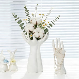 Mothers Day Hand Shaped Ceramic Vase,Unique Hands Holding Flowers Vase,Modern Ceramic Decor,Sculptural Art Home Decor,Boho Floral Display