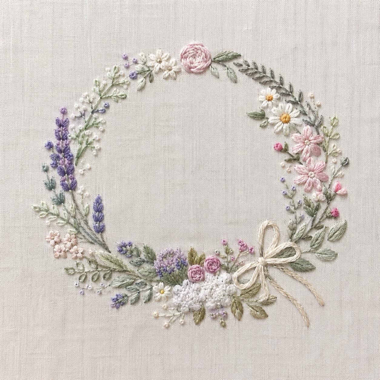 Floral Wreath Embroidery Pattern PDF | Wildflower Hand Embroidery ...