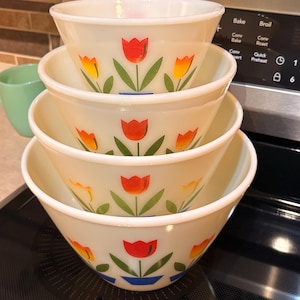 Fire King チューリップデザイン 4個セット Fireking Tulip Set - Etsy