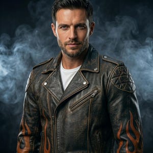 Black Flame Rider Jacket – Bold Biker Style in Classic Black