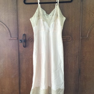 1930s Blush Pink slip dress lingerie with lace trim
