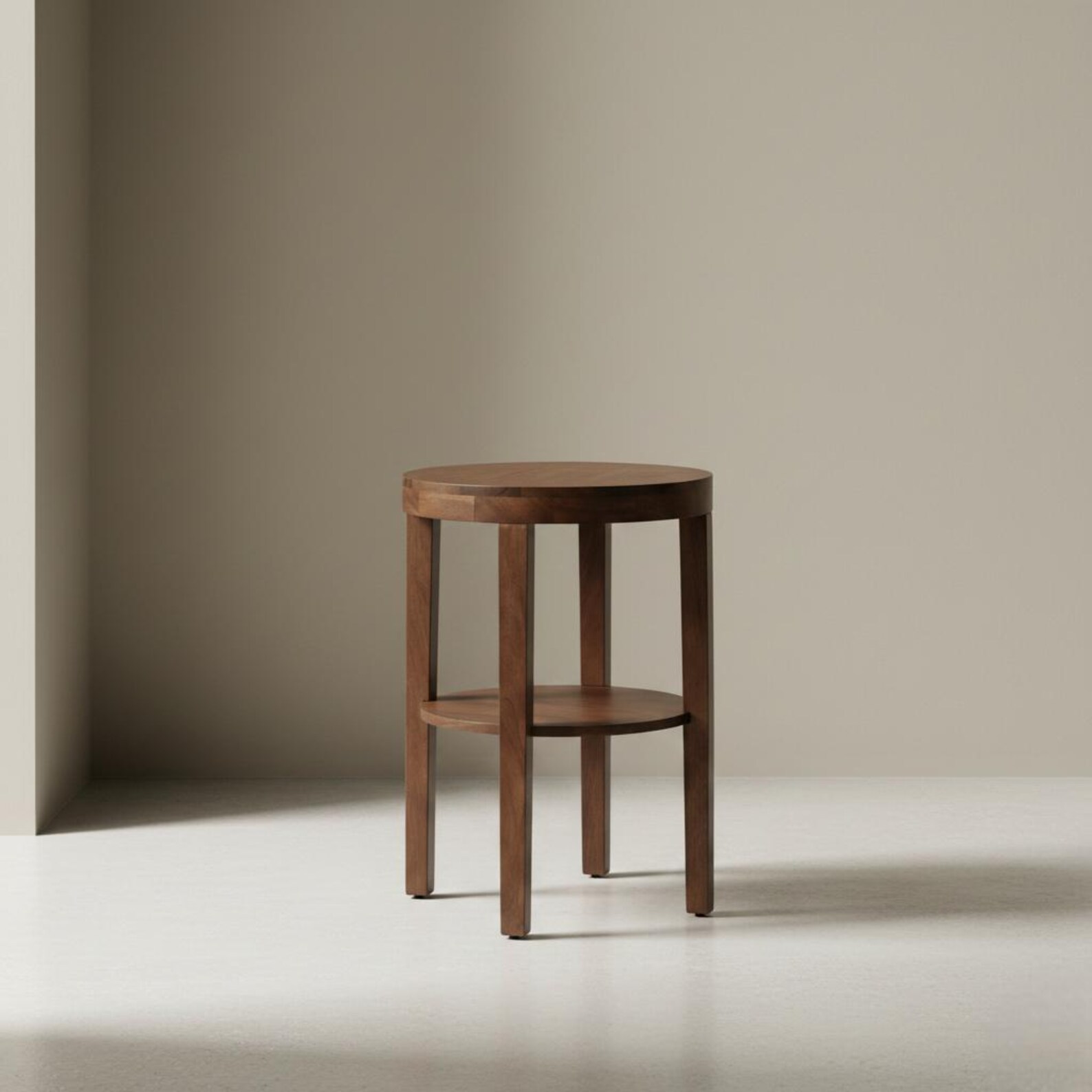 Solid Wood End Table With Storage Shelf, Minimalist Side Table ...