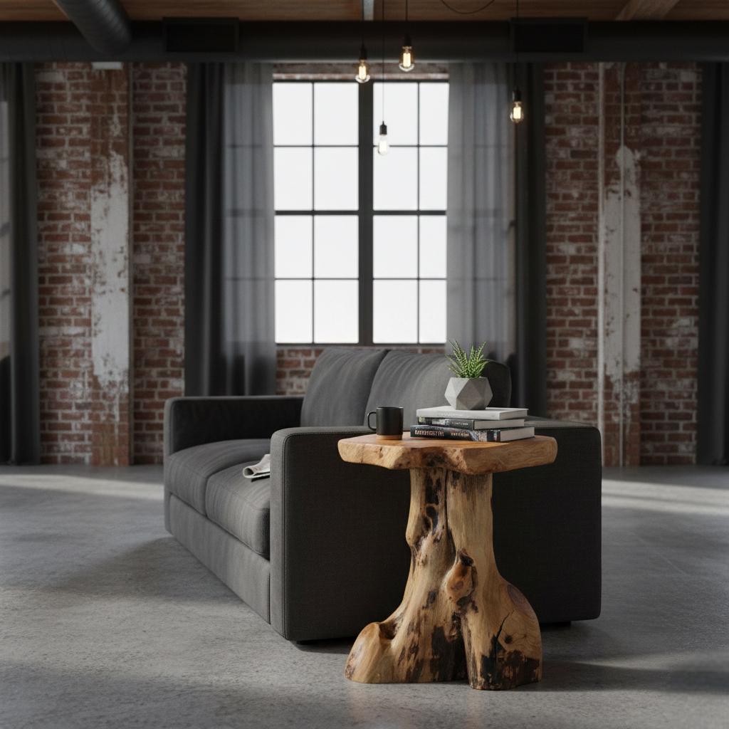 Solid Wood End Table – Handmade Wooden Side , Rustic Modern , Natural ...