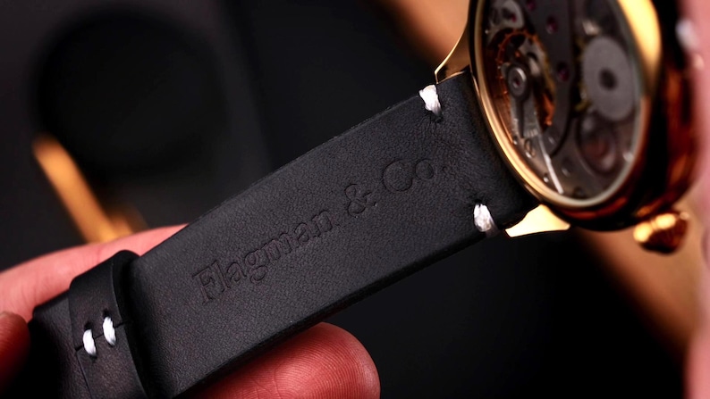 Leather strap on watch