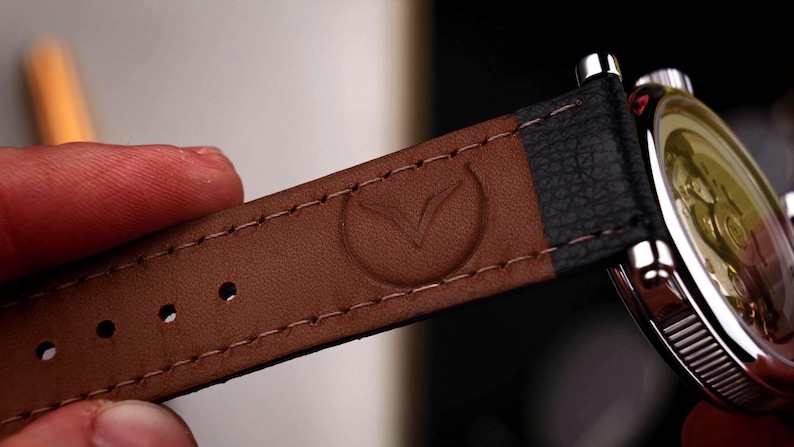 Leather strap on watch