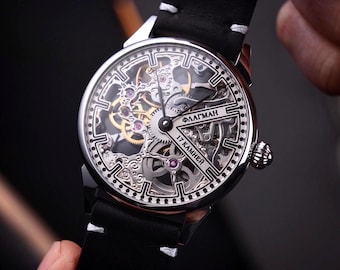 Steampunk watch Skeleton watch Flagman watch Handmade watch Personalized watch Mens watches Valentine's Day gift Gift for husband