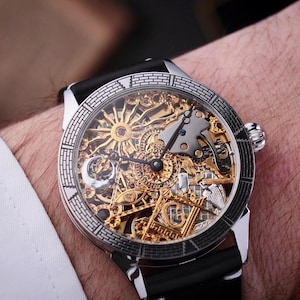 Skeleton watch on the wrist