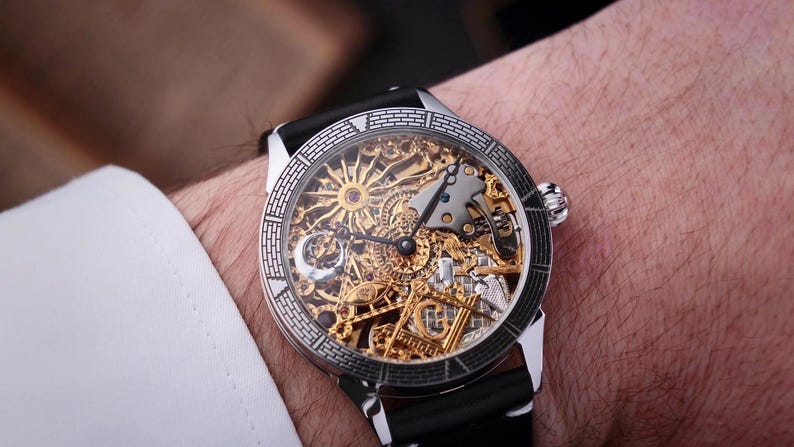 Skeleton watch on the wrist