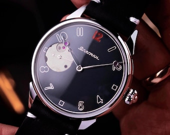 Mond Armbanduhr, Handwerker Uhr, Mechanische Uhr, Handgemachte Uhr, Minimalistische Uhr, Geschenk für Mann, Hochzeitsgeschenk, Geschenk für Männer