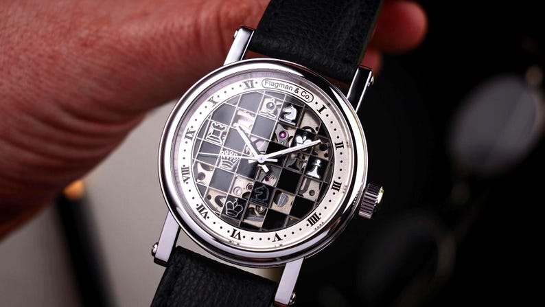 Chess Skeleton Watch on hands