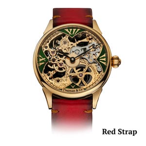 Red strap on Art deco watch