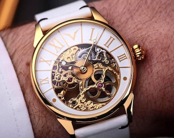 Skeleton Uhr, Minimalist Uhr, handgemachte Uhr, Handwerker Uhr, Mechanische Uhr, Unisex Uhr, Hochzeitsgeschenk, Geschenk für Männer, Geschenk für ihn