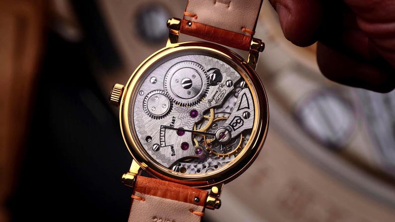 Mechanical watch on back side