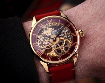 Skeleton watch Unique watch Exclusive watch Watches for men Wrist watch Flagman watch Steel anniversary gift Unique wedding gift