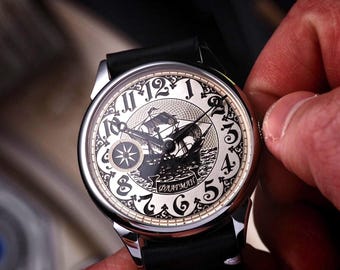 Handmade watch, Mechanical watch, Art deco watch, Artisan watch, Luxury mens watch, Gift for husband, Wedding gift, Gif for men
