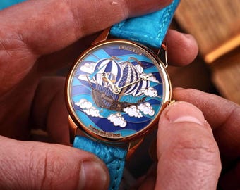 Art Deco Watch, Handmade watch, Unisex watch, Artisan watch, Flagman watch, Custom watch, Engraved watch, Gift for husband, Gift for men