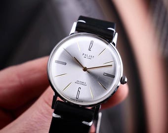Soviet Ultra-Slim Poljot watch, Vintage soviet watch, USSR watch, Old watch, Minimalist watch, Mechanical watch, Gift for husband, Gift