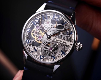 Steampunk watch Skeleton watch Watch for men Handmade watch Exclusive watch Personalized watch Gift for husband Engagement gift