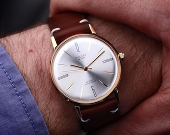 Poljot Ultra-Slim Mechanische Uhr, Minimalistische Design Uhr, Russische Uhr, UdSSR Uhr, Geschenk für Mann, Geschenk für Männer
