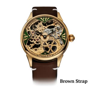 Brown strap on Mechanical watch