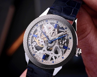 Masonic Skeleton Watch, Handmade watch, Freemason watch, Masonic watch, Skeleton watch, Mechanical watch, Masonic gift, Gift for husband