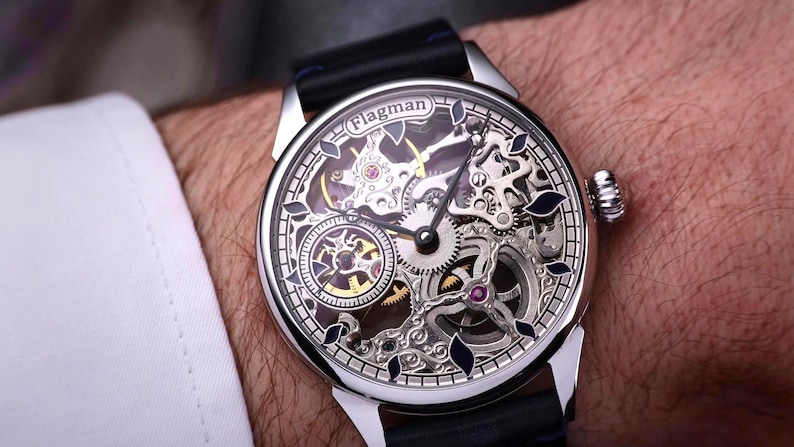 Steampunk watch on wrist