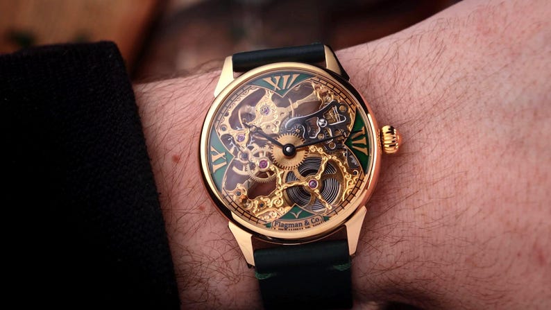 Skeleton watch on the wrist
