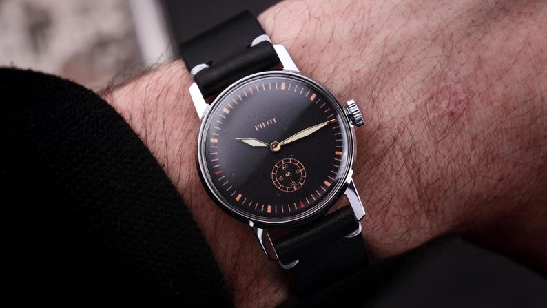 Pilot watch on wrist