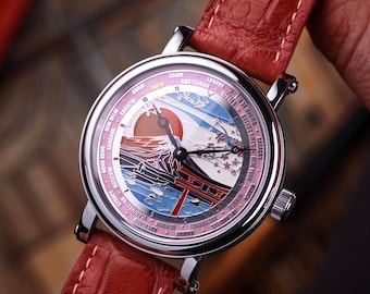 Art Deco Watch - Tokyo, Handmade watch, Mechanical watch, Artisan watch, Unisex watch, Flagman watch, Engraved watch, Wedding gift