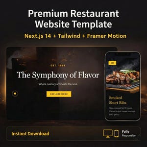 Luxury Steakhouse Website Template | Next.js React, Tailwind Dark Mode