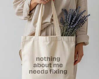 Borsa tote con affermazione di amore per se stessi, borsa della spesa regalo per la salute mentale, borsa per la scuola per un viaggio di guarigione, borsa per commissioni per ritiri benessere, borsa in tela di cotone
