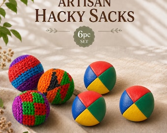 Piccolo set di Hacky Sack arcobaleno lavorato a mano all'uncinetto, footbag retrò per bambini da usare nella sabbiera, palla da giocoleria sensoriale per interni ed esterni, giocattolo leggero lavorato a maglia a mano