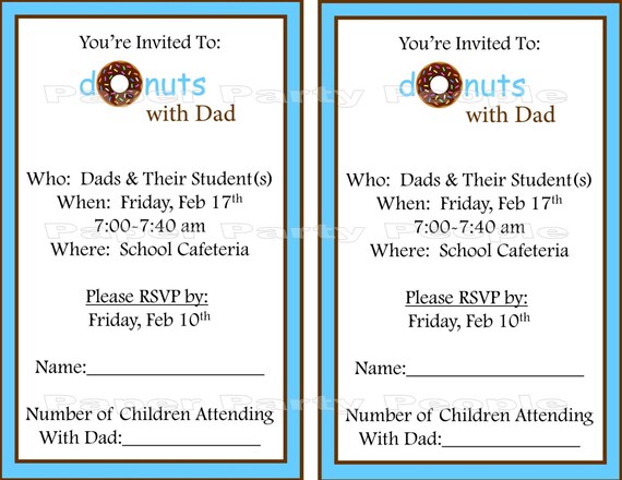 Donuts With Dad Printable Invitation DIY Turquoise Teal Etsy donuts-with-dad-printable-invitation-diy-turquoise-teal-etsy