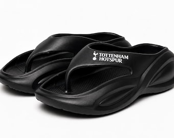 Official Tottenham Hotspur Flip Flops, Rare Korean Licensed Edition, Spurs Black EVA Sandals, Unisex Football Fan Gift
