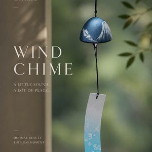 Minimal Wind Chime, Solid Metal Hanging Decor, Modern Design Object, Calm Sound, Aesthetic Home Gift