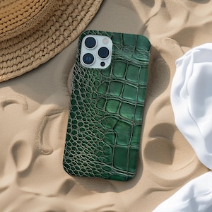 Crocodile Phone Case Aesthetic Reptile Print Alligator Skin Trendy Green Cover for iPhone Pro Max Samsung Galaxy Google Pixel