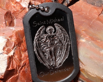 St Michael Deep Engraved Third Dogtag in English