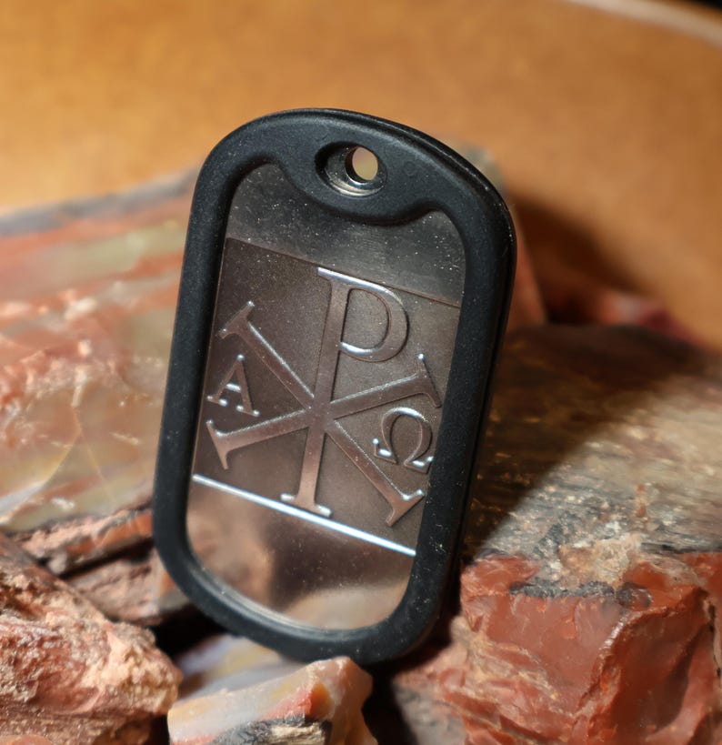 Chi Rho/our Father (lord's Prayer) Deep Engraved Third Dogtag in ...