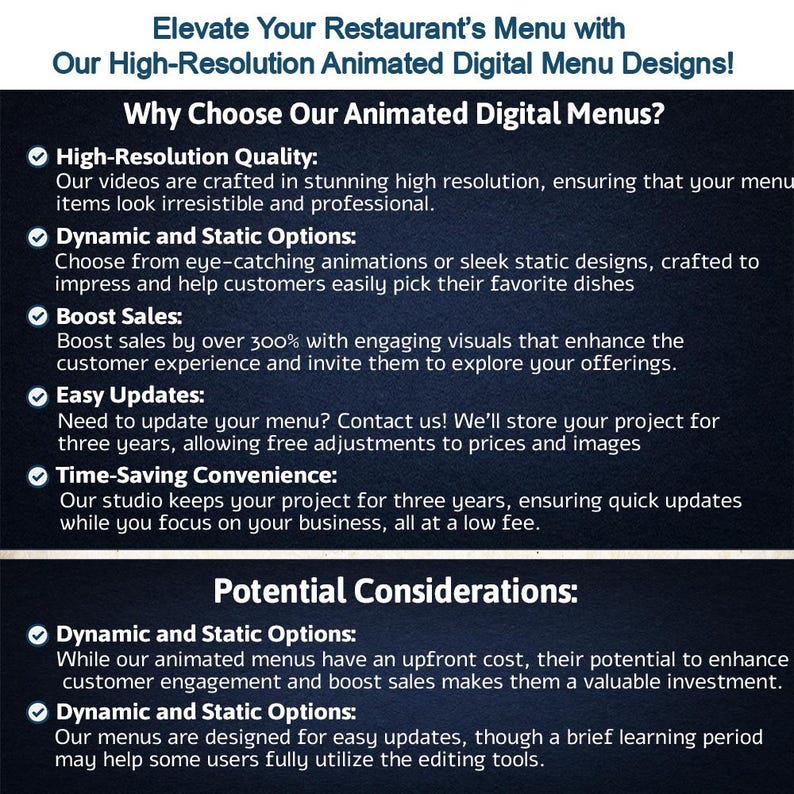 Server Promoting Menu Custom Restaurant Digital Menu Board in Video Format – High Resolution ...