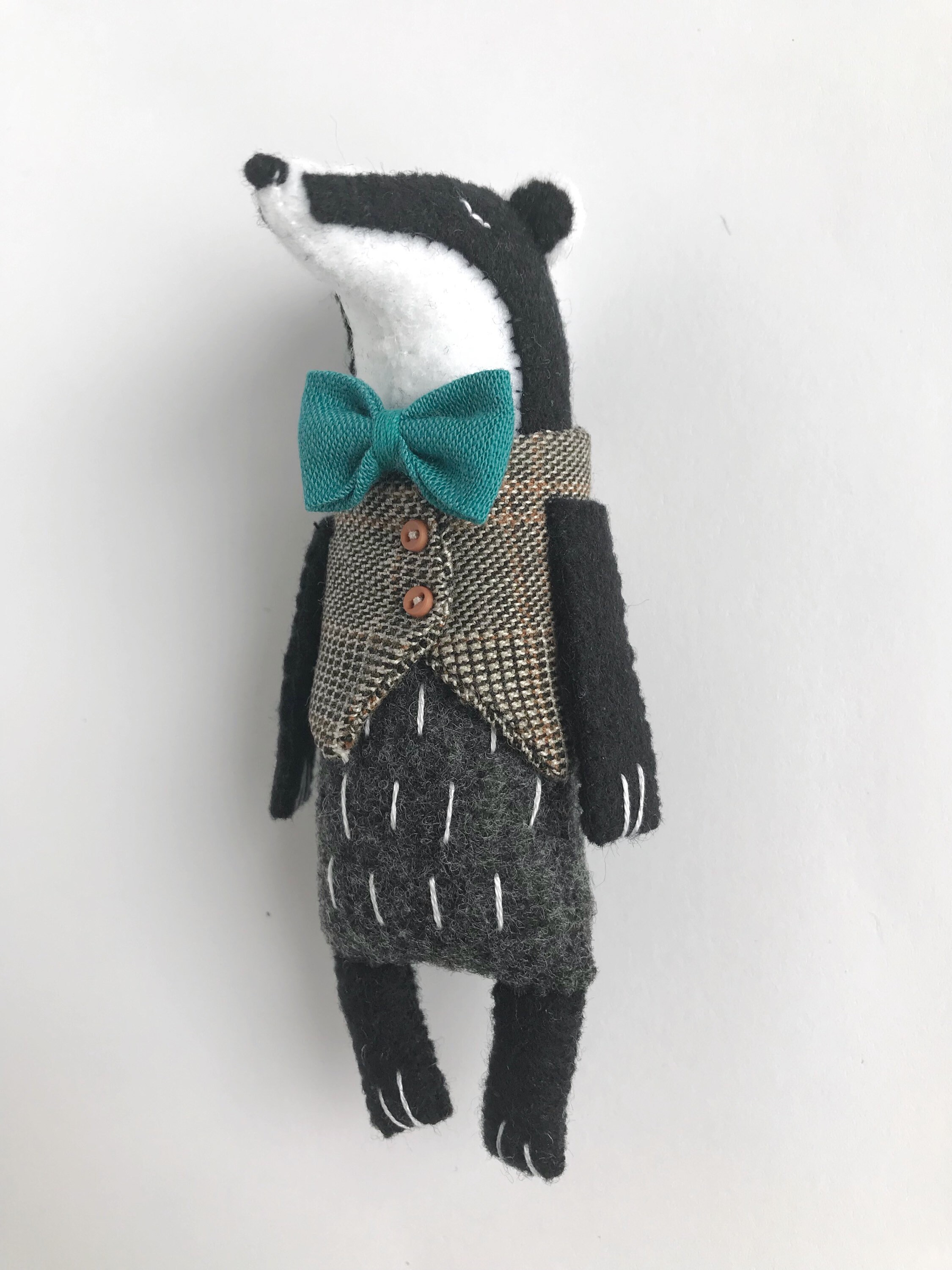 Badger Toy in Waistcoat Badger Stuffed Animal Felt Animal Etsy UK