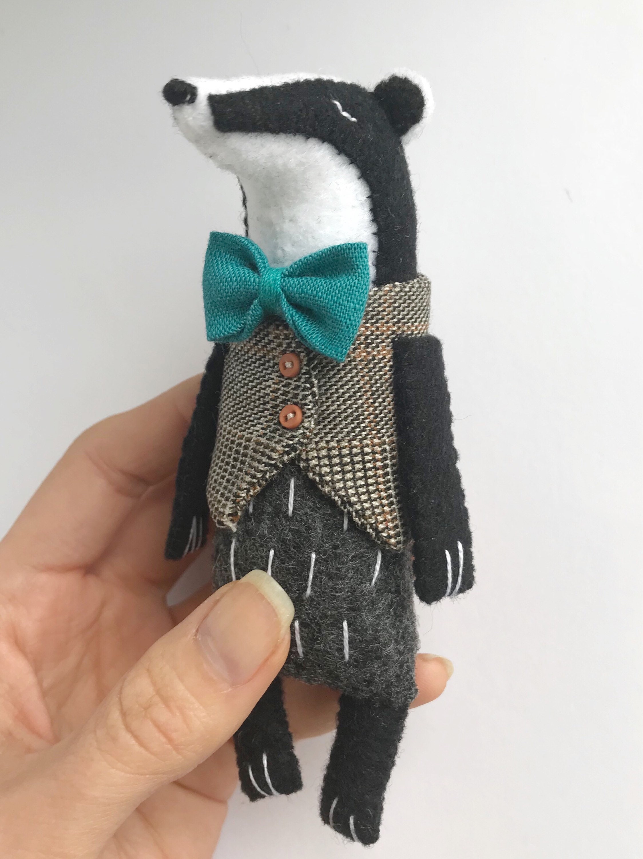 Badger Toy in Waistcoat Badger Stuffed Animal Felt Animal Etsy UK