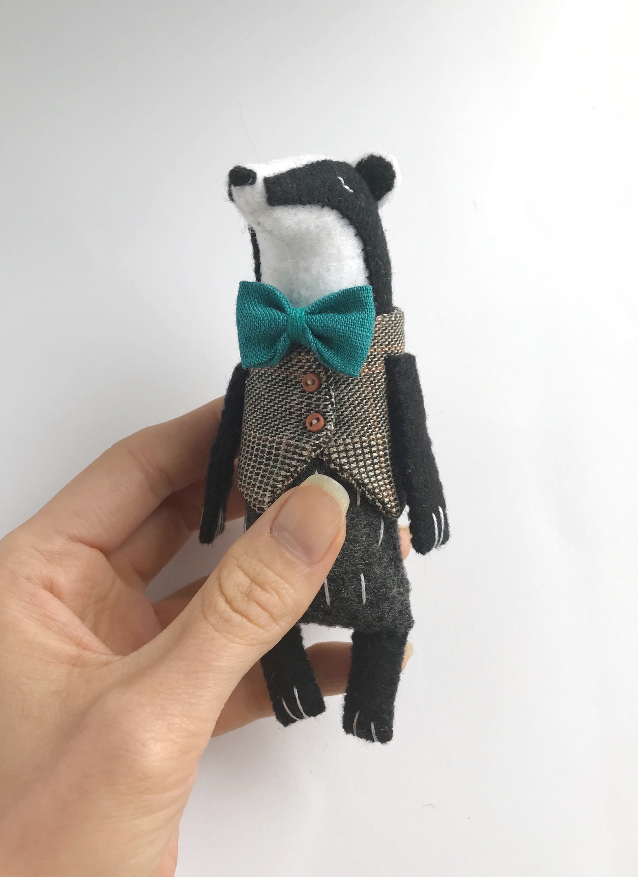 Badger Toy in Waistcoat Badger Stuffed Animal Felt Animal Etsy UK