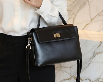 Genuine Leather Crossbody Bag for Women, Vintage Oil Wax Cow Leather Satchel,  Luxury Top Handle Shoulder Bag, Designer Everyday Handbag